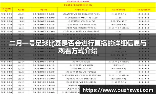二月一号足球比赛是否会进行直播的详细信息与观看方式介绍